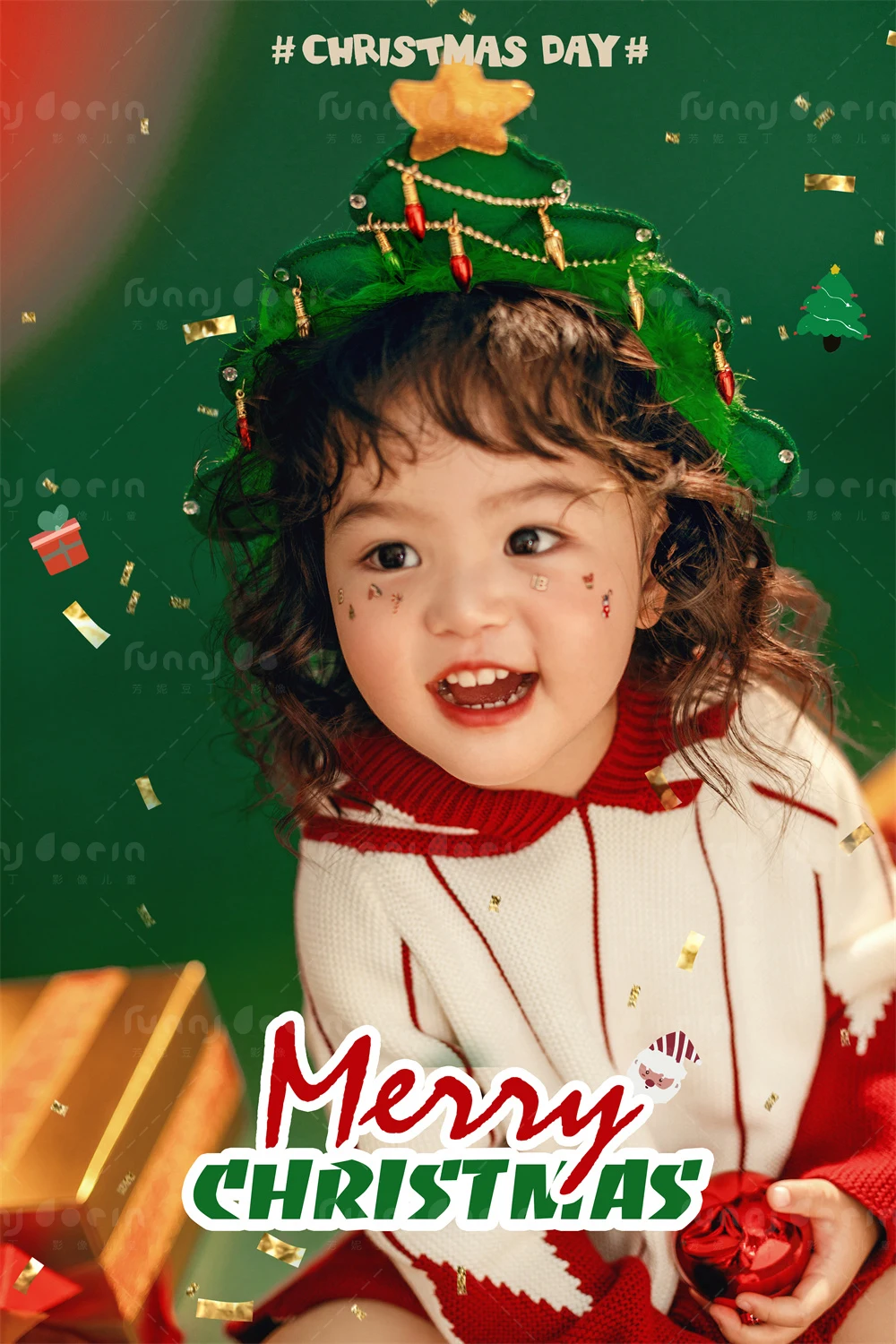 芳妮豆丁儿童摄影 圣诞红果果