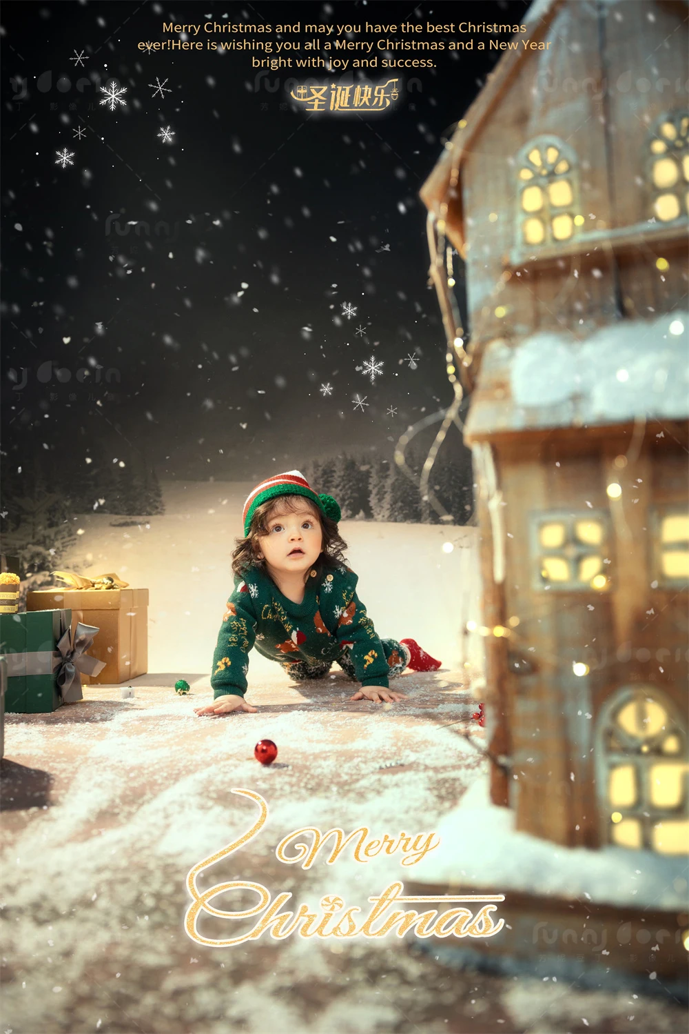 芳妮豆丁儿童摄影 雪夜漫歌