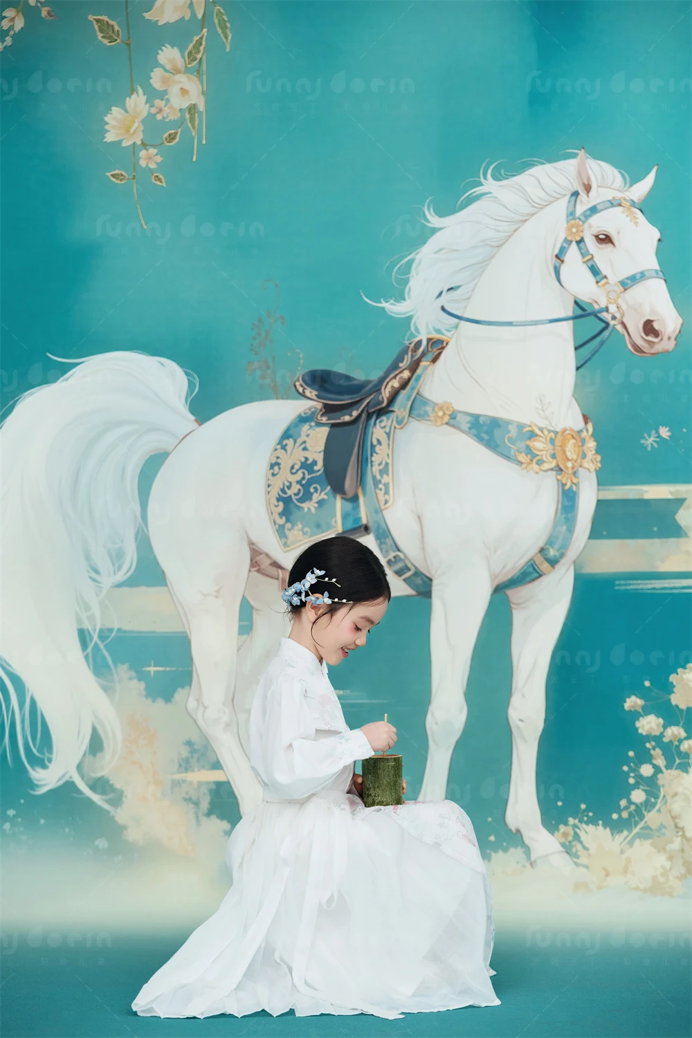 芳妮豆丁儿童摄影 白马迎春