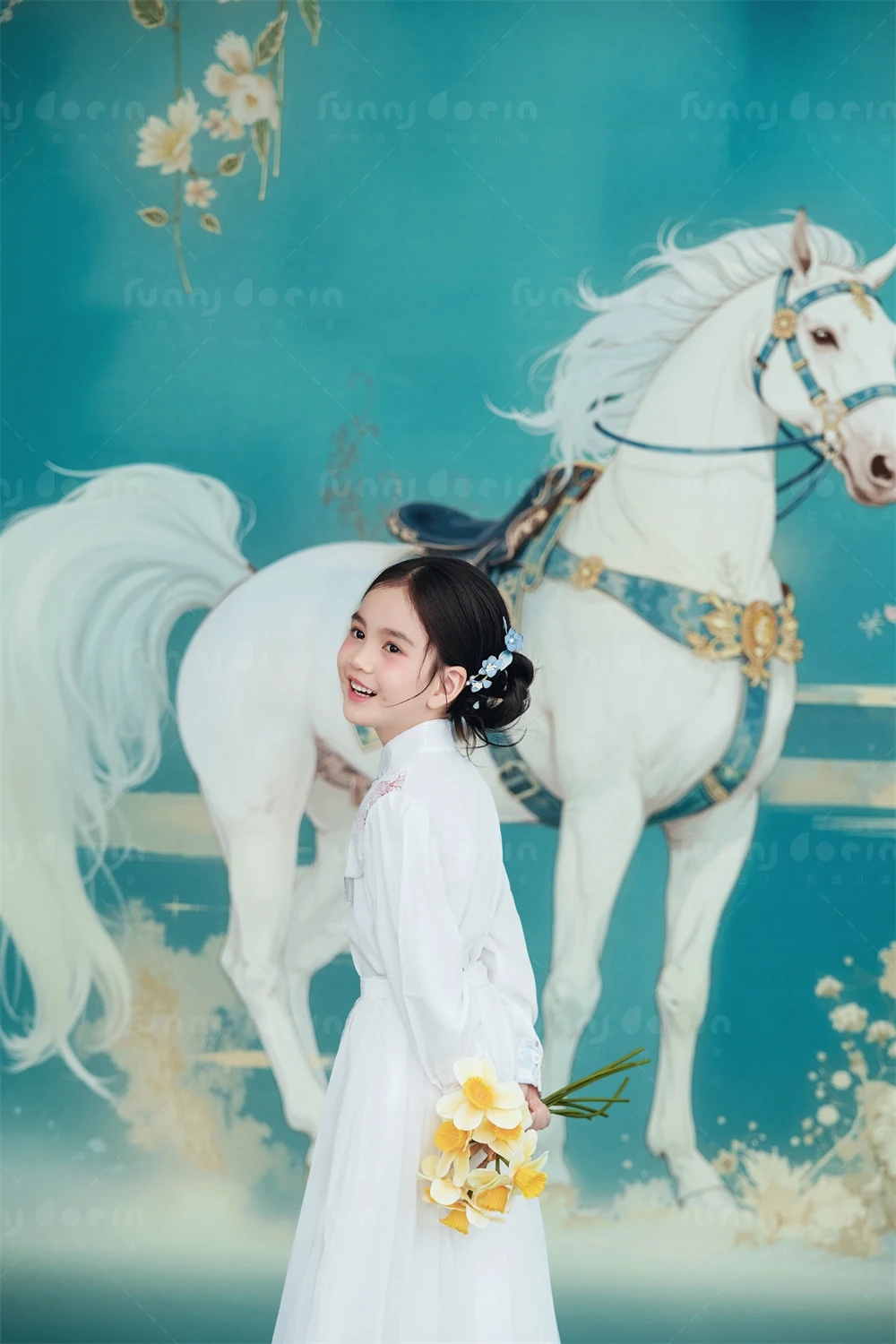 芳妮豆丁儿童摄影 白马迎春