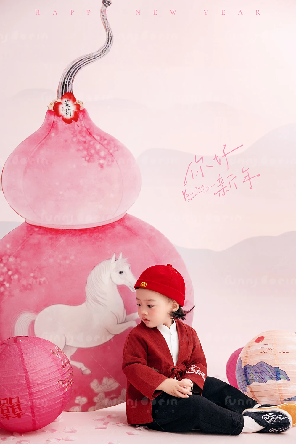 芳妮豆丁儿童摄影 马年福禄